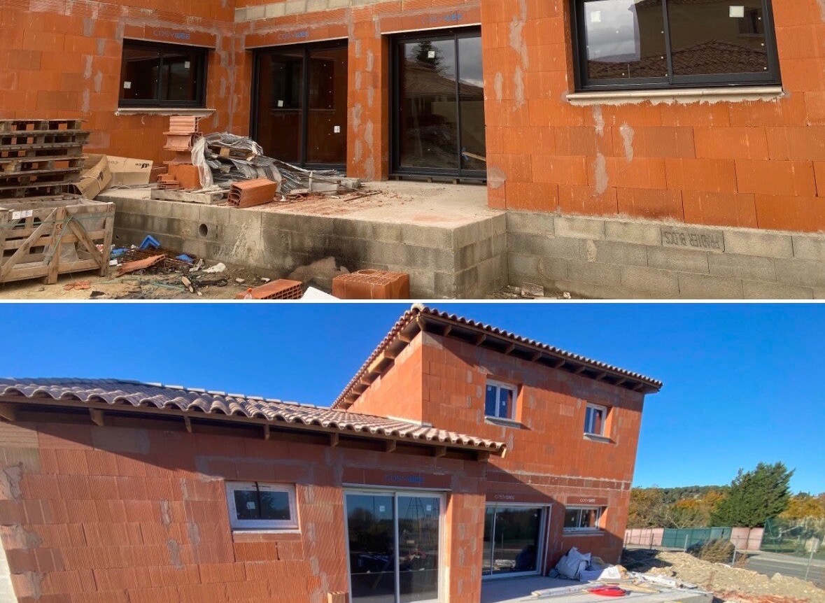 Maison en brique avec toiture tuiles